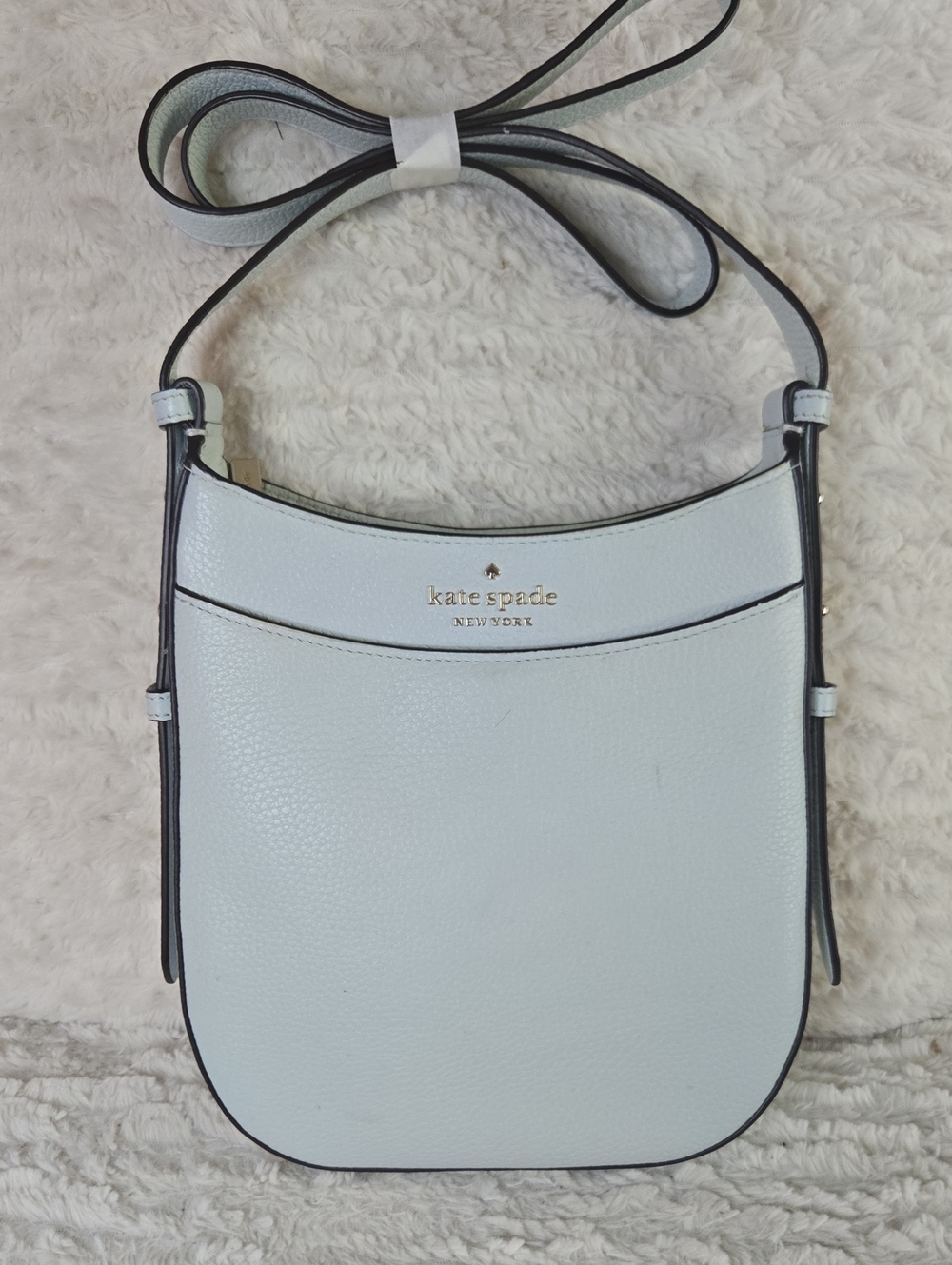 kate spade Light Blue Pebbled Leather Crossbody with Dark Trim
